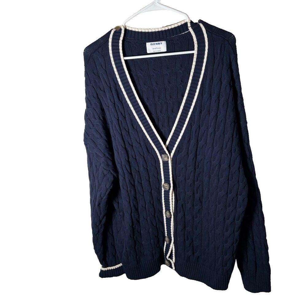Old Navy Cardigan Women's Large Cable Knit Chunky Sweater Button Oversized